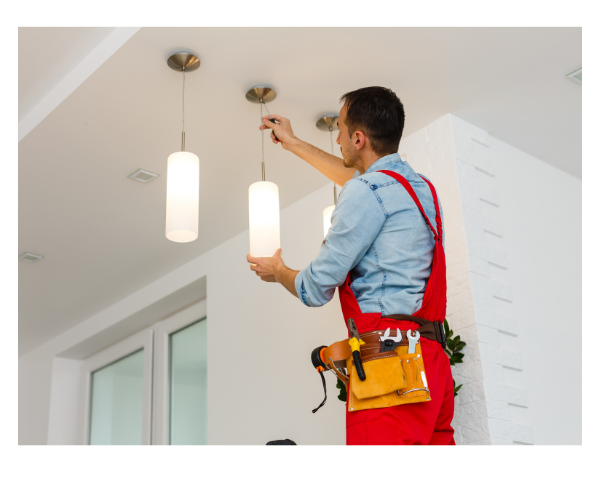 electrician installing lights
